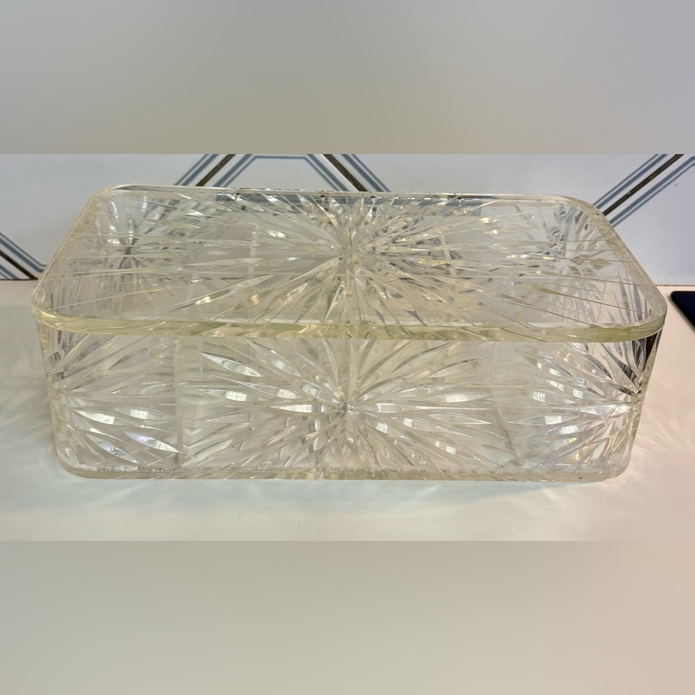 WILARDY Vintage 50s GIANT Carved Lucite storage vanity box-SUPER DUPER RARE!!